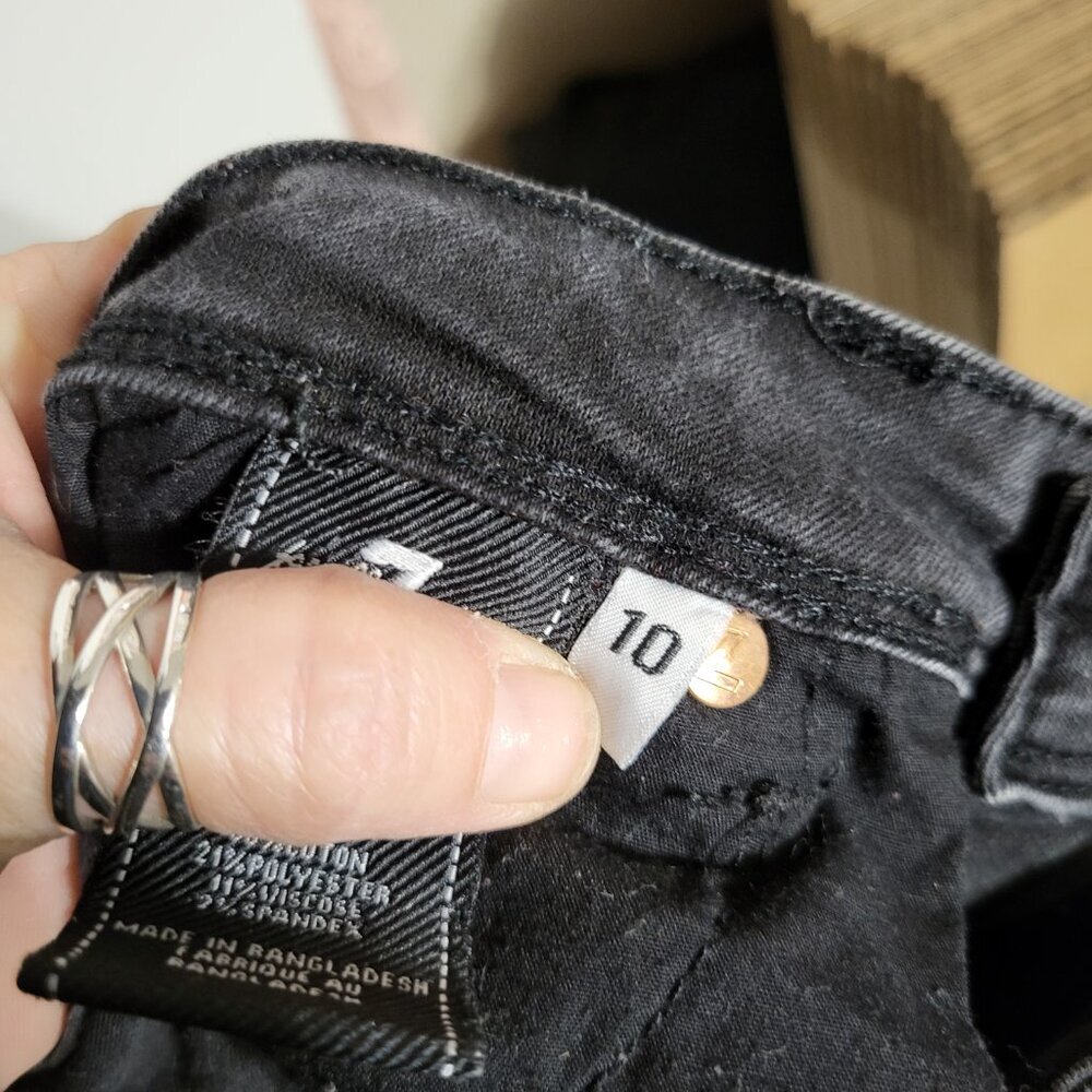 GIRLS 7 FOR ALL MANKIND BLACK SKINNY SLIMMY JEANS SZ 10 - Picture 7 of 11
